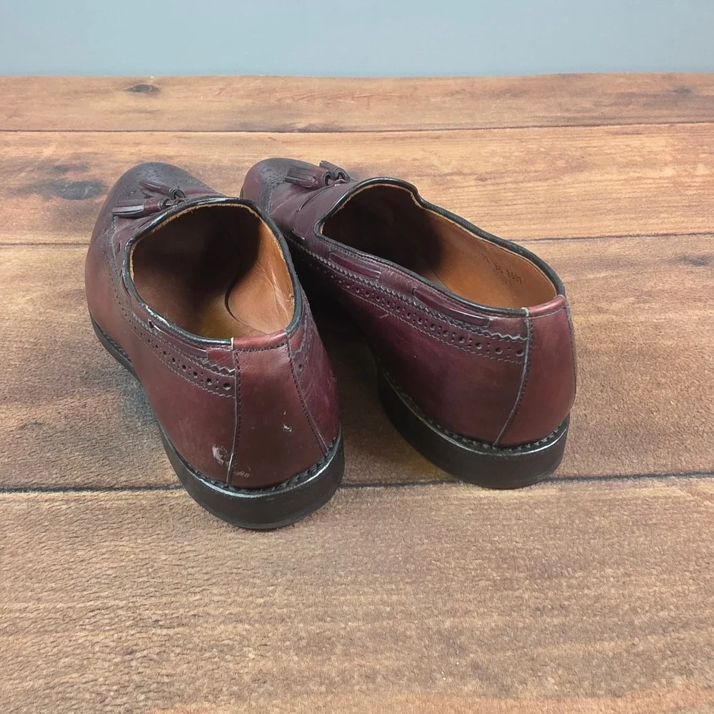 Allen Edmonds Manchester Loafers Men 12 Burgundy Good Wingtip Tassel Dress Shoes
